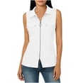 thumbnail image 2 of Mifsaly Sleeveless Full Zipper Shirts for Women Collared Tank Tops Slim Fit Dressy Casual Blouses Summer Casual Fashion Outfits 2026 XL, 2 of 6