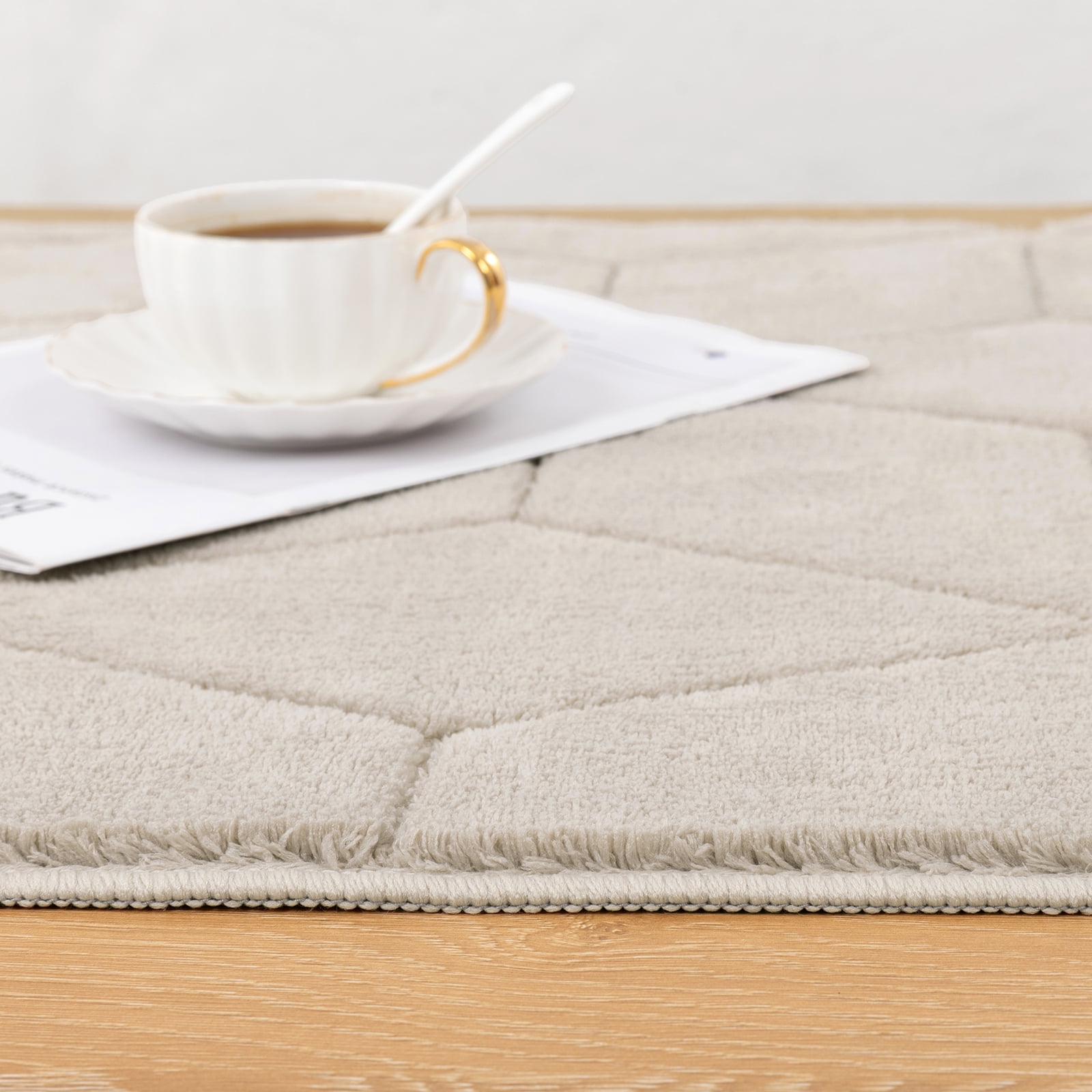 MeyJey 2'x3' Small Shag Area Rug for Living Room Modern Geometric High-Low Cut Machine Washable Rugs for Bedroom Dinning Room Office Decor Non-Slip Soft Carpet, Beige
