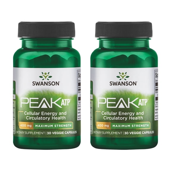 Swanson Maximum Strength PEAK ATP-Natural Supplement Promoting Cellular Energy Support-Supports Physical Performance and Promotes Healthy Blood Flow Support-(30 Veggie Capsules, 400mg Each) 2 Pack