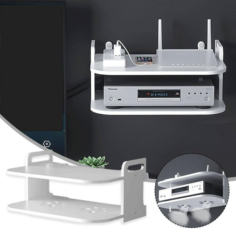 LUVCLS 2 Tier White Floating Wall Mount Shelf For DVD Player Sky Box Game Console M4Y2 Walmart