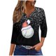 thumbnail image 2 of Fiudx Ofertas y Liquidaciones Camiseta Holgada de Manga 3/4 con Cuello En V y Estampado Navideño Informal a La Moda para Mujer, 2 of 5
