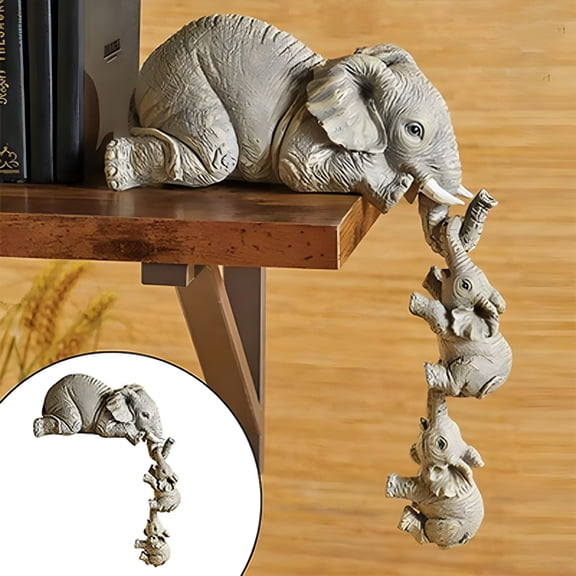 LAMIRO 3Pcs/Set Cute Elephant Figurines Elephant Holding Baby Resin Crafts Home Furnishing Gift