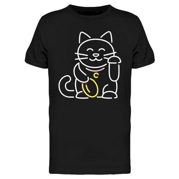 Lucky Cat Neon Sign T-Shirt Men -Image by Shutterstock, Male Medium