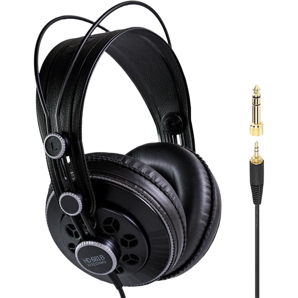 Superlux HD681B Dynamic Over-Ear Headphones Wired with 50mm Neodymium Driver, Single-Sided, Semi-open, Deep Bass, Balanced Tone f