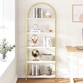 thumbnail image 3 of Bingirl 5-Tier Arched Metal Bookcase: Tall White Open Storage Rack for Bedroom, Living Room, and Office, 3 of 10