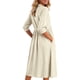 thumbnail image 4 of Vestido Largo de Manga Larga para Mujeres Cuello en V Suelto Bolsillo Cuarto de Manga Poliéster Vestido de Fiesta Casual, 4 of 8