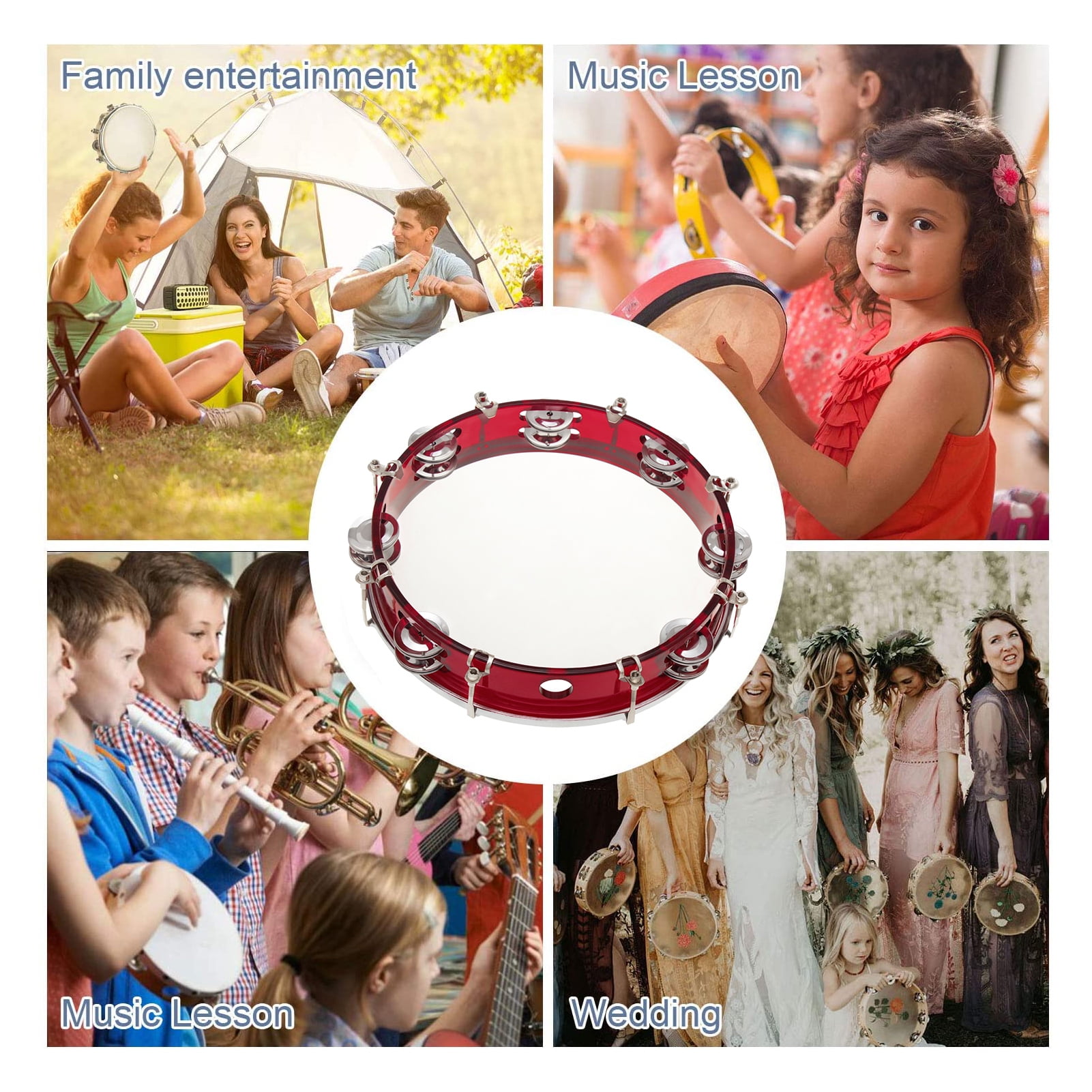 10 Inch Handheld Beginner's Tambourine Double Row Set