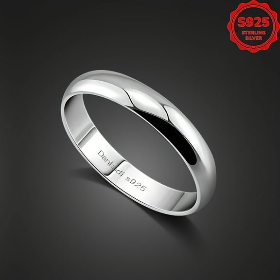 [S925 Silvery Elegant Ring] Elegant And Charming S925 Silvery Ring, Simple Polished Wedding Ring, Suitable for Fashionable Jewelry of Both Men And Women, Suitable for Daily And Wedding Occasions,