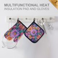 thumbnail image 4 of Yayeee Oven Mitts and Pot Holder Set of 2 Heat Resistant Kitchen Gloves Baking Hot Pad, Light Purple Flowers, 4 of 5