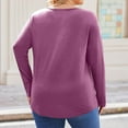 thumbnail image 3 of TQWQT Plus Size Tunic Tops for Women 4x-5x Fall Long Sleeve Tunics Shirts Basic Plain Tshirts V Neck Henley T Shirts Loose Casual Clothes for Women Purple 2XL, 3 of 4