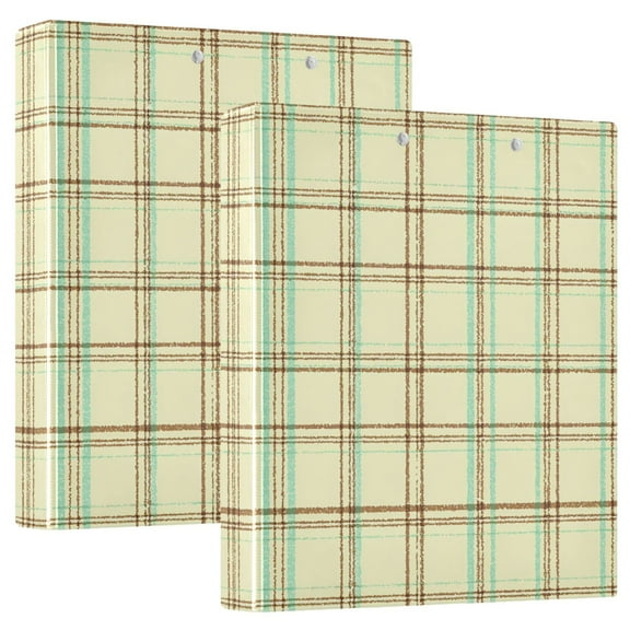 ALAZA Soft Pastel Checkered Hardcover 3 Ring Binder 1.5" Round Rings Interior Pockets Binders Organizer 2 Pack