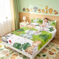 thumbnail image 3 of Manfei Cute Giraffe Elephant Queen Sheets, Dreamy Cartoon Animal Queen Sheet Sets, White Green, 4pcs, 1 Flat Sheet, 1 Fitted Sheet and 2 Pillowcases, 3 of 6