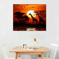 thumbnail image 2 of COMIO African Landscape Picture Canvas Prints Wild Giraffes At Sunset Wall Art Modern Black and White Red Animal Painting for Farmhouse Home Living Room Decor (20x16inch-No Framed), 2 of 4