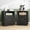 Black, variant on UZUGUL Set of 2 Walnut Charging Nightstand, Arch 2-Drawer, USB & Type-C Ports, 2 AC Outlets, for Bedroom