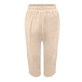 thumbnail image 6 of VV AVEORS Cropped Linen Pants Women Baggy Drawstring High Waisted Below Knee Length Capri Pants Summer Casual Y2K Boho Beach Capris Beige XL, 6 of 6