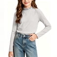 thumbnail image 3 of Acaics Girls' Long-Sleeve Layering T-Shirt: Solid-Color Modal Long-Sleeve Crew Neck Casual High-Neck Top, Ages 1–13, 3 of 7
