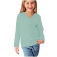 thumbnail image 4 of qolati Shirts for Girls Casual Long Sleeve T Shirts Kids Spring Tops Solid Loose Fit V-Neck Basic Tees 3-14Y Spring, 4 of 4