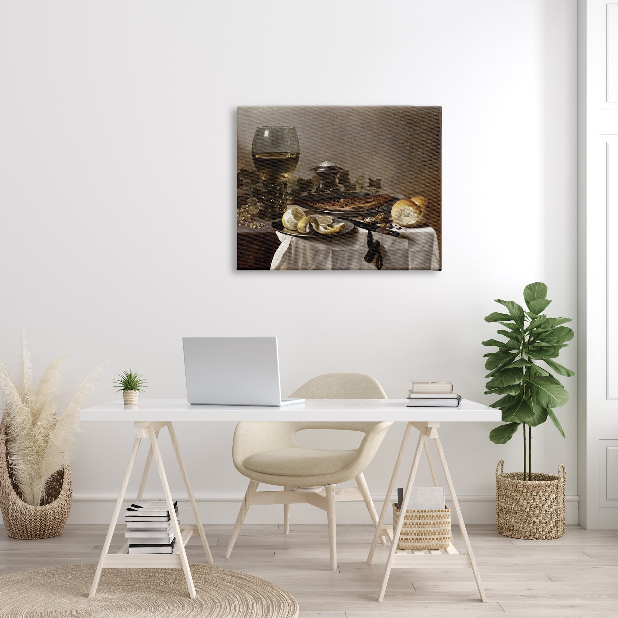 Stupell Industries Still Life with Herring Wine and Bread Pieter Claesz Painting Painting Gallery Wrapped Canvas Print Wall Art, Design by one1000paintings