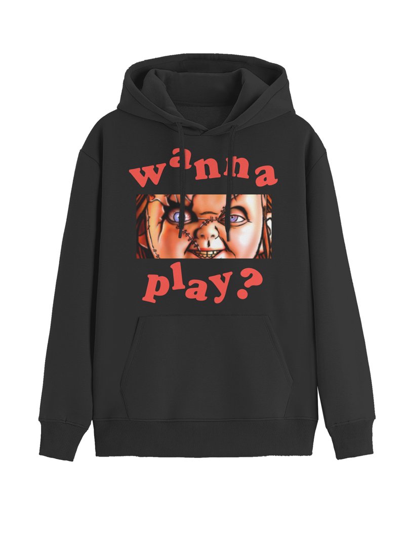 Chucky, Men's Apparel Graphic Hoodie Sweatshirt, Wanna Play