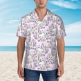 thumbnail image 4 of Balery Purple Rabbit Print Men's Hawaiian Shirts Short Sleeve Beach Shirt Relaxed Fit Vacation Button Down Shirts-Large, 4 of 9