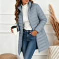 thumbnail image 5 of Enjoytime Quilted Jackets for Women Long Sleeve Zip Up Hooded Puffer Coat Winter Warm Soft Lightweight Stand Collar Long Jacket, 5 of 8