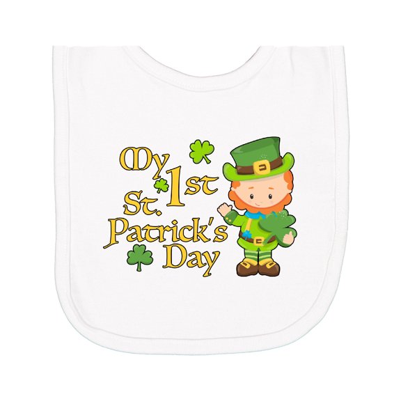 Inktastic My First St. Patricks Day Leprechaun and Shamrocks Newborn Bib