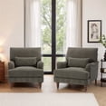 thumbnail image 6 of UIXE Accent Chairs Set of 2, Chenille Upholstered Armchair for Living Room, Comfy Arm Chair Single Sofa Bedroom Retro Reading Seat with Solid Wood Legs - Tan, 6 of 6
