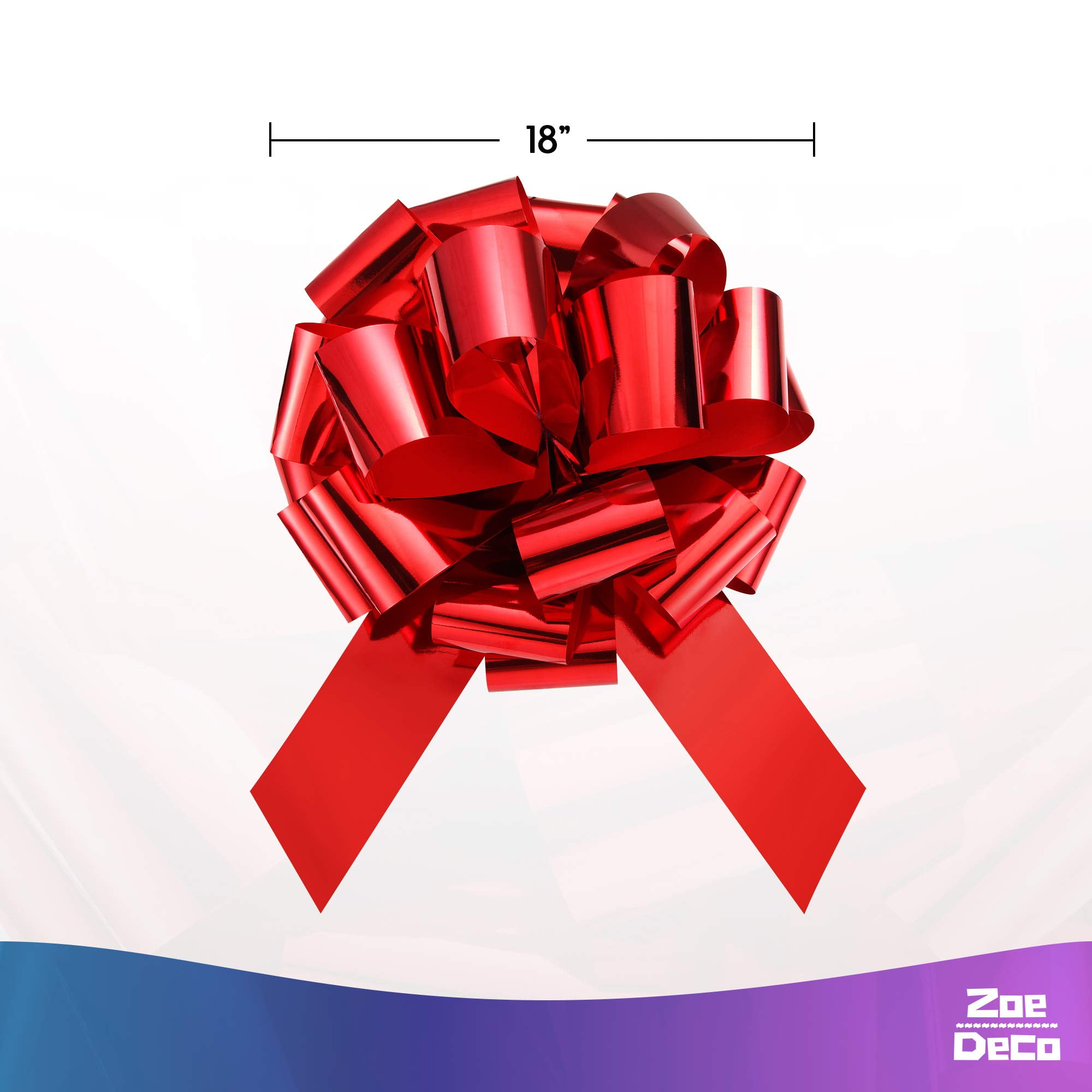 Zoe Deco 18 inch Giant Red Metallic Polypropylene Car Gift Bow (US Company)