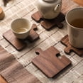 thumbnail image 1 of Estera de taza de té de madera maciza con forma de tronco, estera de taza de madera de nogal negro, estera de aislamiento para ceremonia del té, portavasos de madera, estera de té, bandeja de té de, 1 of 5