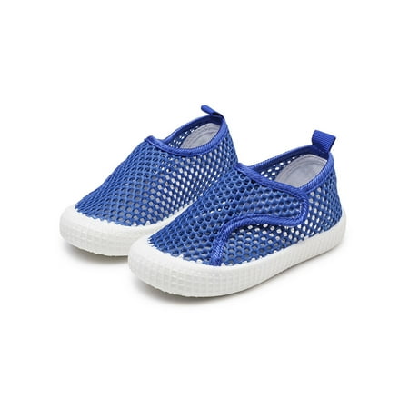 

Daeful Children Shoes Magic Tape Flats Mesh Casual Sneakers Beach Non-slip Fashion Cutout Walking Shoe Blue 6.5C