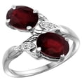thumbnail image 1 of 14k White Gold Diamond Natural HQ Ruby 2-stone Ring Oval 8x6mm, size 6.5, 1 of 1