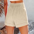 thumbnail image 5 of Buigttklop Short for Women 2024,Women Summer Cotton and Linen Pockets Wide Leg Shorts High Waisted Casual Shorts Workwear, 5 of 6