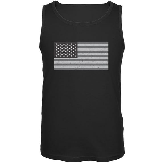 4th of July Black Flag American Black Adult Tank Top - X-Large