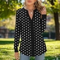 thumbnail image 2 of HAiming Polka Dots Womens Tops V Neck Long Sleeve Casual Tunic Pullover Fall Winter Trendy Blouses, 2 of 6