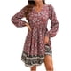 thumbnail image 1 of Vestido suelto de manga larga con volantes y manga larga con estampado floral informal con cuello redondo para mujer a la moda Fridja NMB3129, 1 of 8