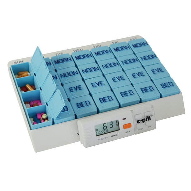 epill Large Weekly Pill Organizer for the Home with Reminder 7 Day