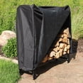 thumbnail image 2 of Sunnydaze Outdoor Heavy-Duty Steel Firewood Log Rack Holder and Weather-Resistant Polyester Log Rack Cover - 4' - Black, 2 of 10