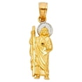 thumbnail image 2 of Ioka-14K Two Tone Gold Jesus Charm Pendant with 0.9mm Wheat Chain Necklace - 16", 2 of 4