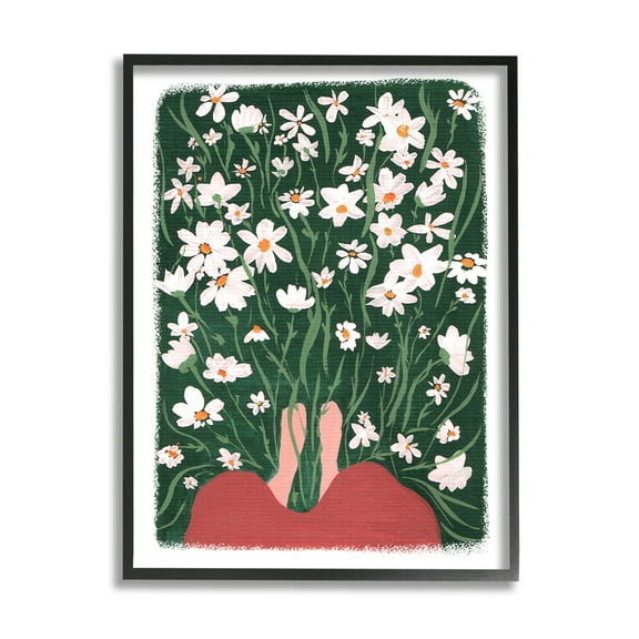 Stupell Industries Standing in Peaceful Flower Meadow Blooming Daisies Painting Painting Black Framed Art Print Wall Art, Design by Birgit Maria Kiennast
