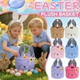 thumbnail image 3 of Easter Bunny Basket Plush White Tote Bag, Easter Egg Hand-held Basket Bucket Candy Gift Bag Bunny Storage Bag, Cute Bunny Design Personalized Easter Bucket for Kids Carrying Gift and Eggs, 3 of 14