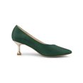 thumbnail image 3 of BLISSFUL STEP Women's Pointed Toe Low Kitten Heel Dress Pumps Dark Green (Size 8.5), 3 of 7