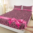thumbnail image 3 of Manfei Wild Cheetah Animal Pattern Fitted Sheet Full,Pink Coquette Bowknot Bed Set,3 Pieces,1 Fitted Sheet and 2 Pillowcases, 3 of 6