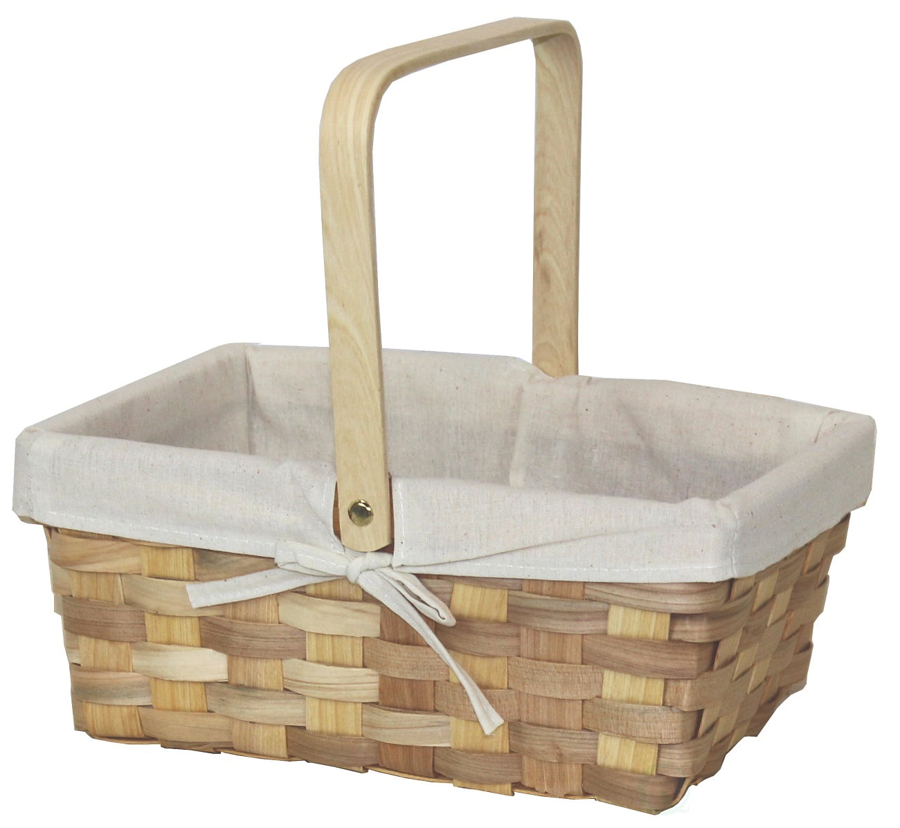 Vintiquewise 12 Inch Rectangular Woodchip Picnic Basket Lined with