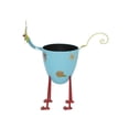 thumbnail image 6 of DecMode 16" x 19" Blue Metal Cat Planter with Flower Pattern, 6 of 8