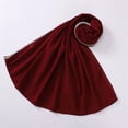 thumbnail image 5 of New Solid Color  Outdoor Windproof Head Wrap Bubble Chiffon Hijab Shawl Bling Rhinestone Beach Sunscreen Headscarf Ramadan Long Scarf 9, 5 of 8