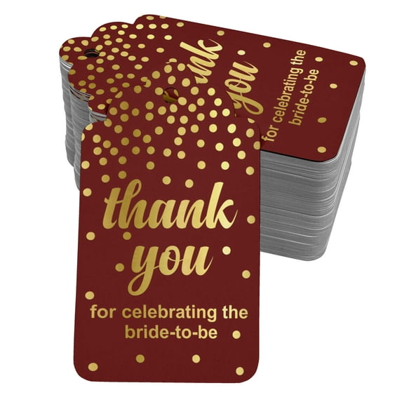 Inkdotpot Gold Foil Paper Hang Tags ThankYou For Celebrating The Bride To Be Bridal Shower Favor Tags 100 Pack