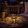 thumbnail image 5 of Metal Solar Powered Wall Light, Hollow Pattern Projection Lamp, Weather Resistant LED Hanging Light, Classic Outdoor Ornament for Yard, Fence, Patio and Backyard Garden Decoration, C, 5 of 6