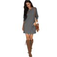 thumbnail image 7 of Women's Casual Dress Long Sleeve Round Neck Solid Color with Pocket Classic Fit Midi Dress for Spring Fall Everyday,Light Gray,2XL, 7 of 7