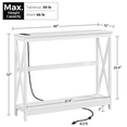 thumbnail image 4 of Alden Design 2-Tier Wood Console Table with Power Outlet for Hallway Living Room, White, 4 of 7