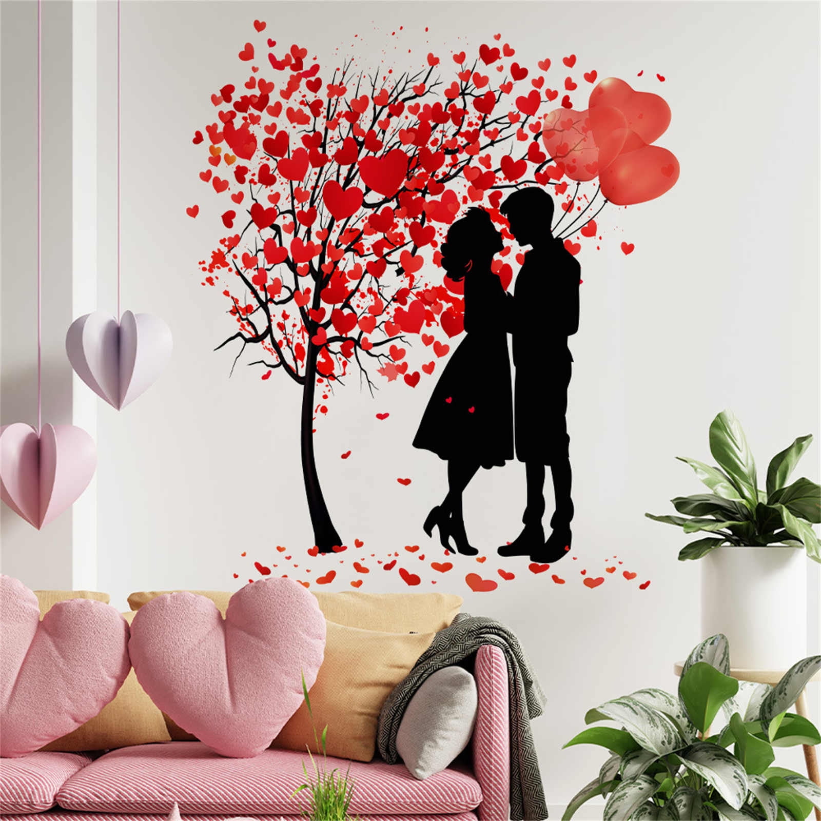 REZUOFI 4 PCS Valentine's Day Heart Stickers - Static Cling Window Decor, Reusable Holiday Wall Decals for Romantic Home & Party Decorations